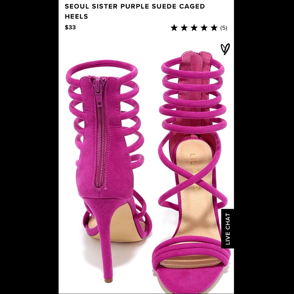 Lulu’s Seoul Sister Purple Suede Caged Heels